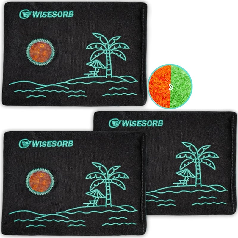Wisesorb 200g x 3pcs Rechargeable Desiccant Packs, Color Indicating Silica Gel Packets with Transparent Window, Moisture Absorbers,Reusable Dehumidifier Bags for Storage Safe Closet Basement Camera - Image 1